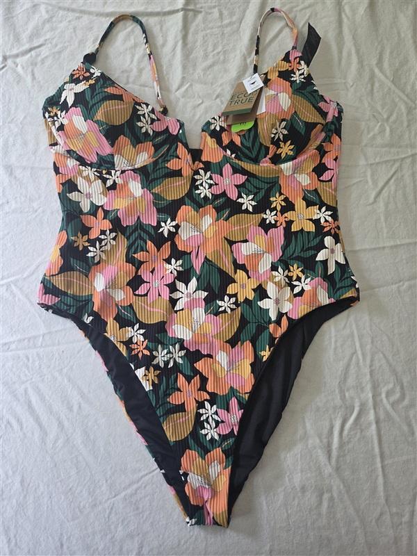 NWT Volcom XXL Had Me At Aloha V Neck 1Pc Maillot Swimsuit 134575