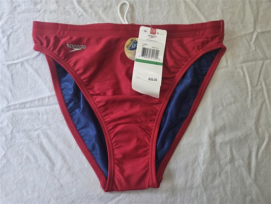 NWT Speedo L Racing Swim Bottom Red Xtralife Lycra 134577