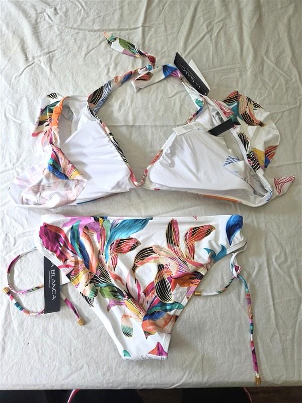 NWT La Blanca Island Goddess 12 Halter Triangle Bikini Swim Top & Bottom 134587
