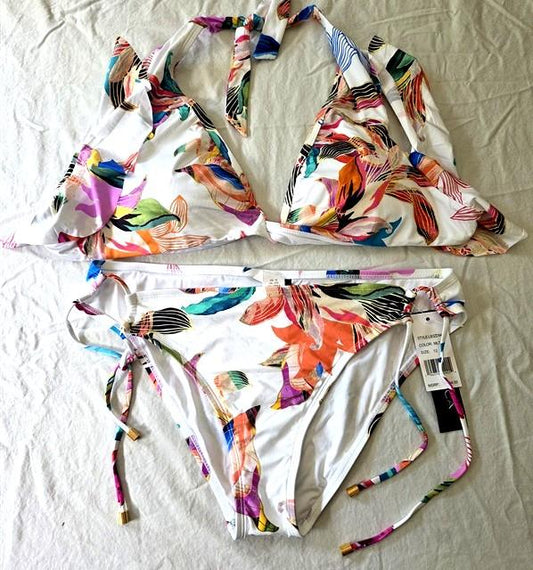 NWT La Blanca Island Goddess 12 Halter Triangle Bikini Swim Top & Bottom 134587