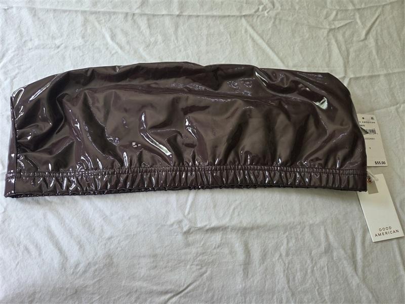 NWT Good American 2X Faux Leather Dark Chocolate Bandeau Top 134588