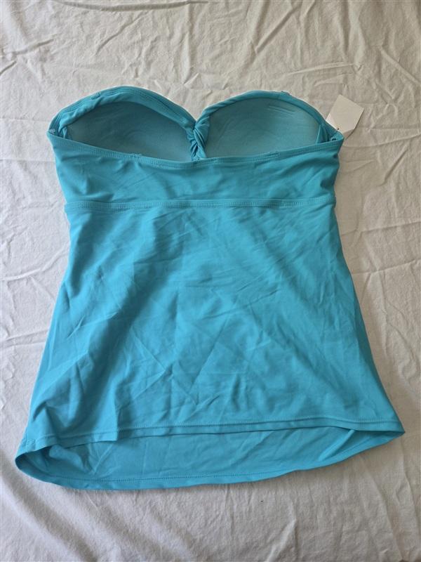NWT Spanx Assets 10 Twist Top Tankini Swim Top Aqua 134589