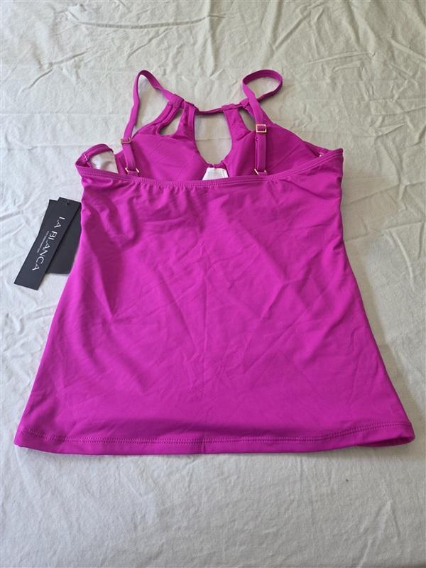 NWT La Blanca 4 High Neck Keyhole Halter Tankini Swim Top Orchid 134591