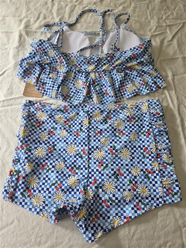 NWT Hobie 14 Girls Daisy & Cherry Checkerboard Monokini 1PC Swimsuit 134599