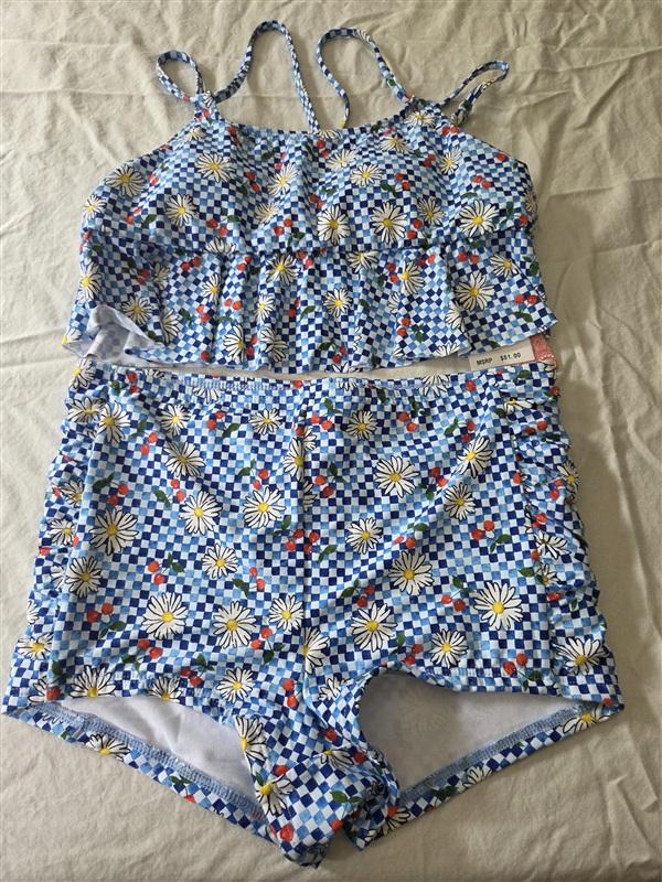 NWT Hobie 14 Girls Daisy & Cherry Checkerboard Monokini 1PC Swimsuit 134599
