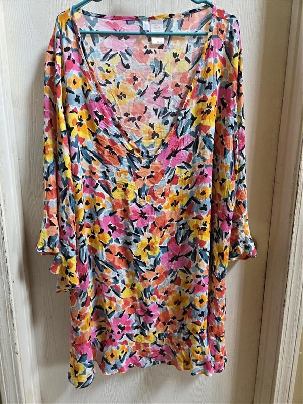 NWOT Anne Cole 14/16 Flounce Floral Flounce Swim Cover Up 134601