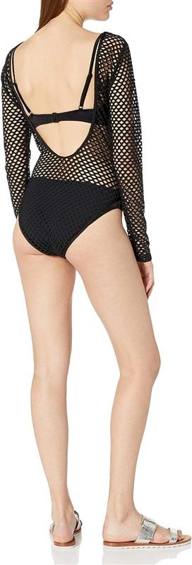 NWT BCBGeneration XL Fishnet Mesh Bodysuit Hybrid Swimsuit Cover Up 134608