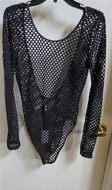 NWT BCBGeneration XL Fishnet Mesh Bodysuit Hybrid Swimsuit Cover Up 134608
