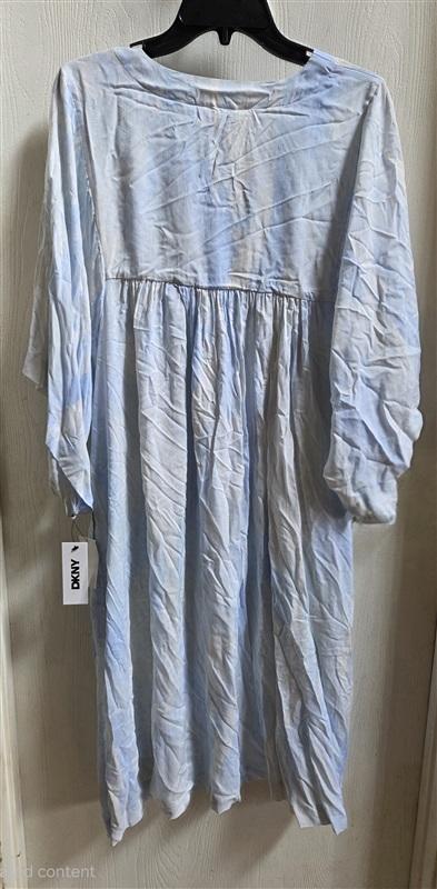 NWT DKNY Donna Karan 1x 2X Blue White Striped Caftan Gown Dress 134611