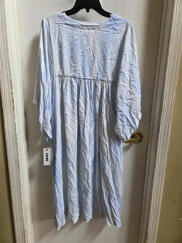 NWT DKNY Donna Karan 1x 2X Blue White Striped Caftan Gown Dress 134611