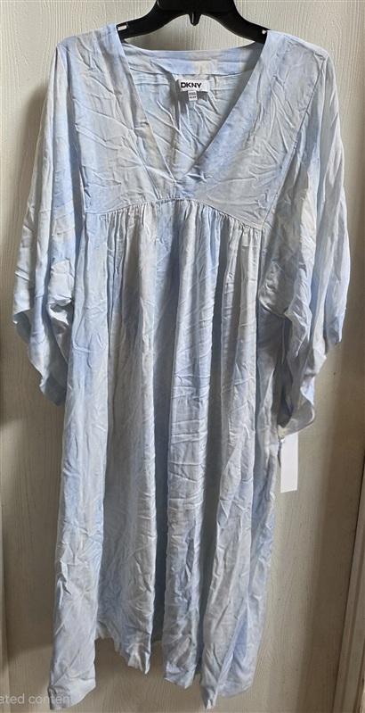 NWT DKNY Donna Karan 1x 2X Blue White Striped Caftan Gown Dress 134611