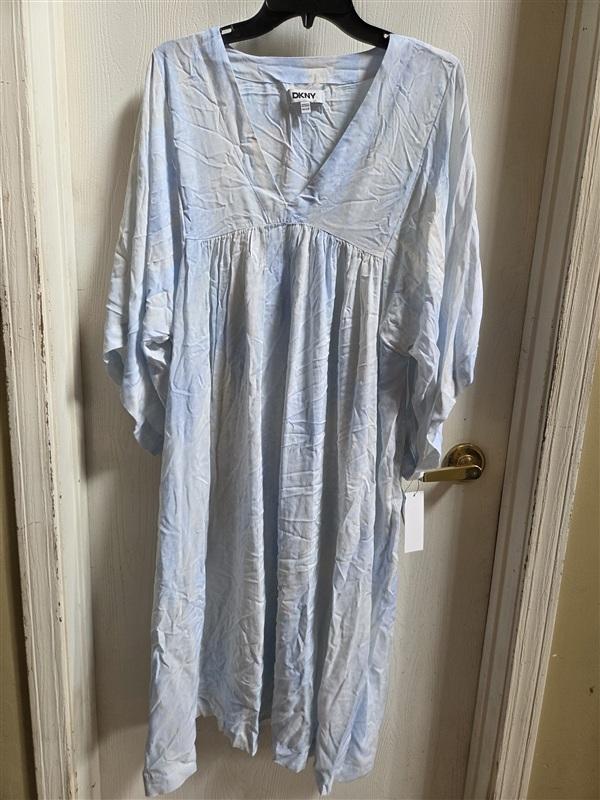 NWT DKNY Donna Karan 1x 2X Blue White Striped Caftan Gown Dress 134611