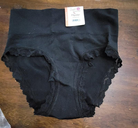 NWT Secret Treasures XXXL Wide Waistband Tummy Control Hipster Panty Blk 134624