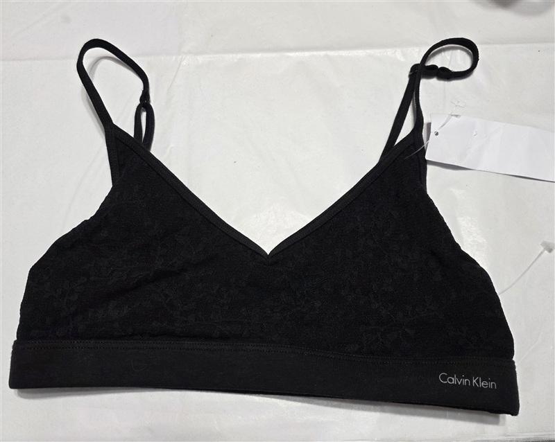 NWT Calvin Klein SM Bare Lace Wire Free Bralette QF4046 Black 134645