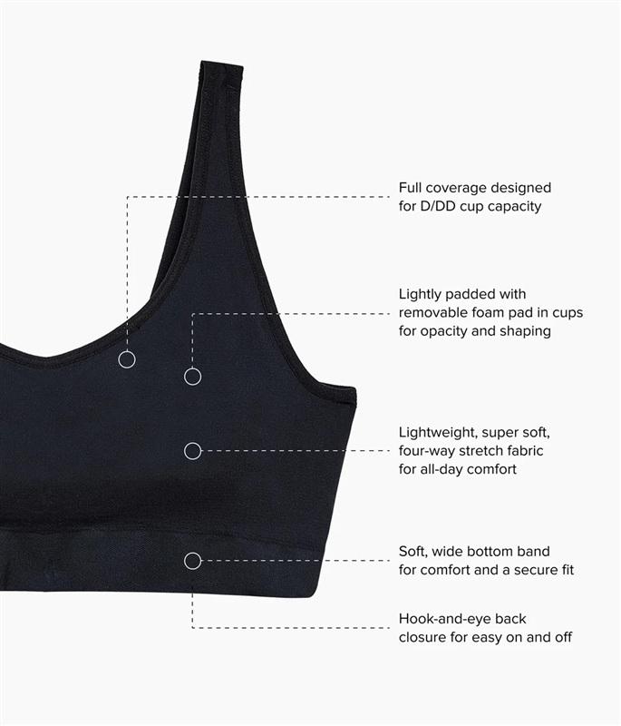 NWT Wacoal 2X Feeling Flexible Bralette 835332 Black Light Padding 134649