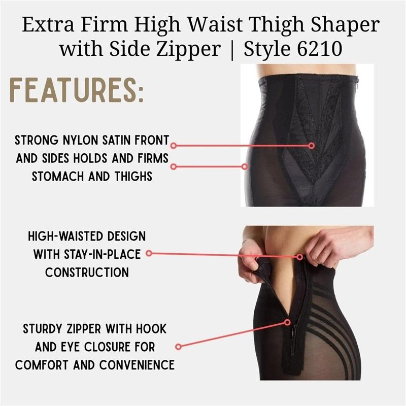 NWT Rago 8X High Waist Long Leg Shaper Side Zipper 6210 Ex Firm 134650