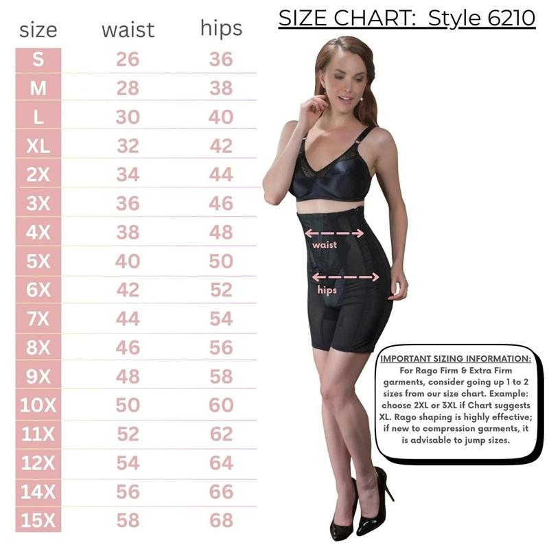 NWT Rago 8X High Waist Long Leg Shaper Side Zipper 6210 Ex Firm 134650