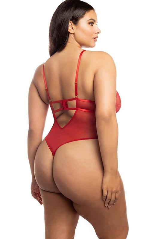 NWT Oh La La Cheri 2X Unlined Underwire Lace Satin Teddy Red 134655