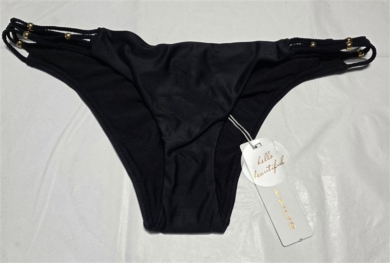 NWT Pilyq M Midnight Gold Strappy Braided teeny Bikini Swim Bottoms 134660