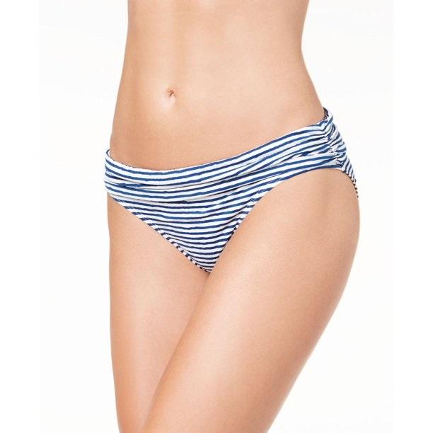 NWT Ralph Lauren 14 Blue White Painterly Stripe Hipster Bikini Bottom 134662