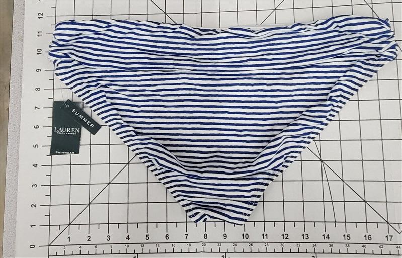 NWT Ralph Lauren 14 Blue White Painterly Stripe Hipster Bikini Bottom 134662
