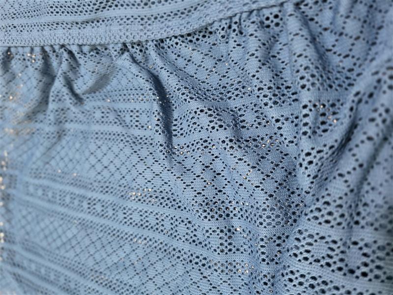 NWOT Rod Beattie 10 Bandeau Halter Top Crochet Lace Tankini Blue 134663