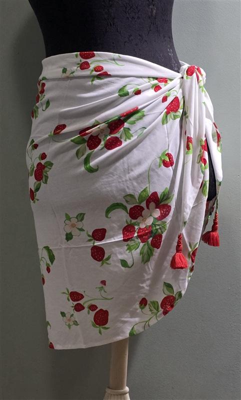 NWT PIlyq Strawberry Tassel Sarong Swim Cover up Skirt 134665