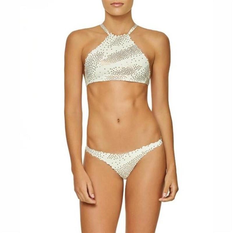 NWT Pilyq S City Stars Reversible Seamless Hi-Neck Bikini Top & Bottoms 134680