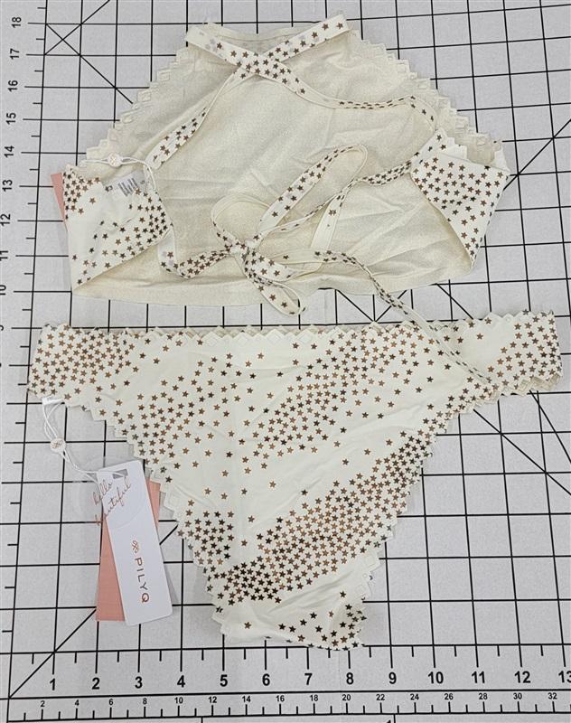 NWT Pilyq S City Stars Reversible Seamless Hi-Neck Bikini Top & Bottoms 134680