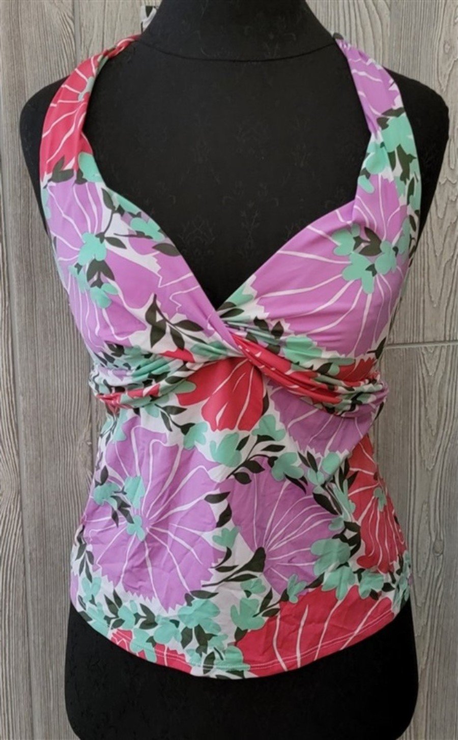 NWOT Ralph Lauren 6 Floral Tankini Twist Swim Top Purple Green SAMPLE 134687