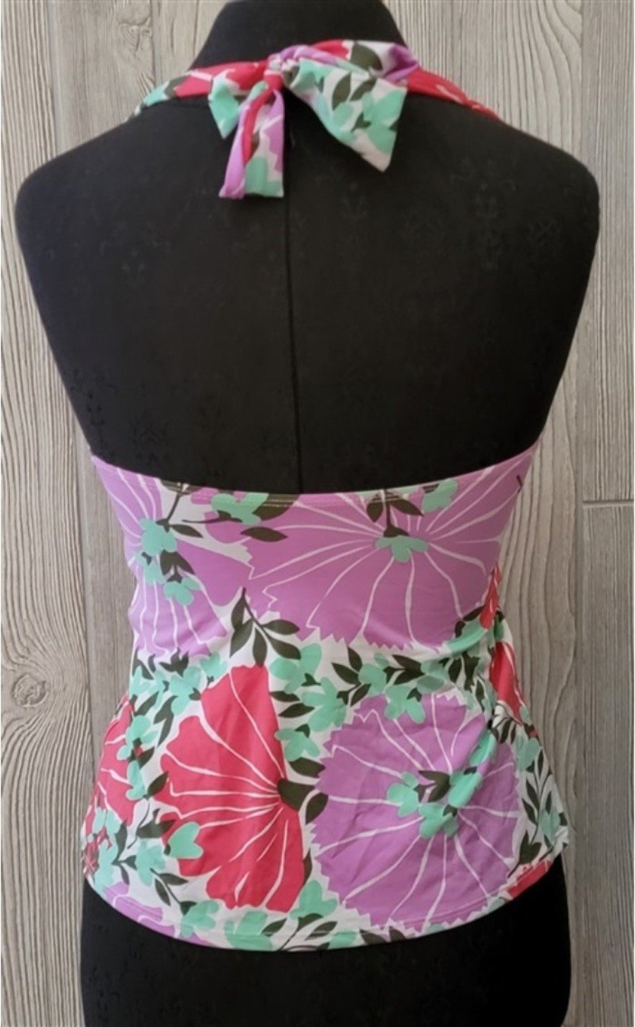 NWOT Ralph Lauren 6 Floral Tankini Twist Swim Top Purple Green SAMPLE 134687