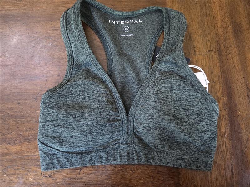 NWT Interval XS Enhearten Yoga Sports Bra Stretch Gym Green 134692