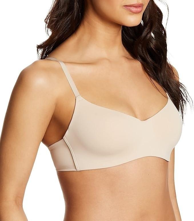 NWOT Maidenform XL Pure Comfort Modern Scoopneck 7682 Wireless Bra Beige 134695