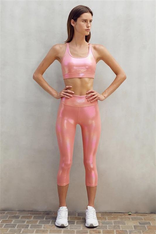 NWT Wear It To Heart XS Strappy Sports Bra Sunset Mauve Pink 134696