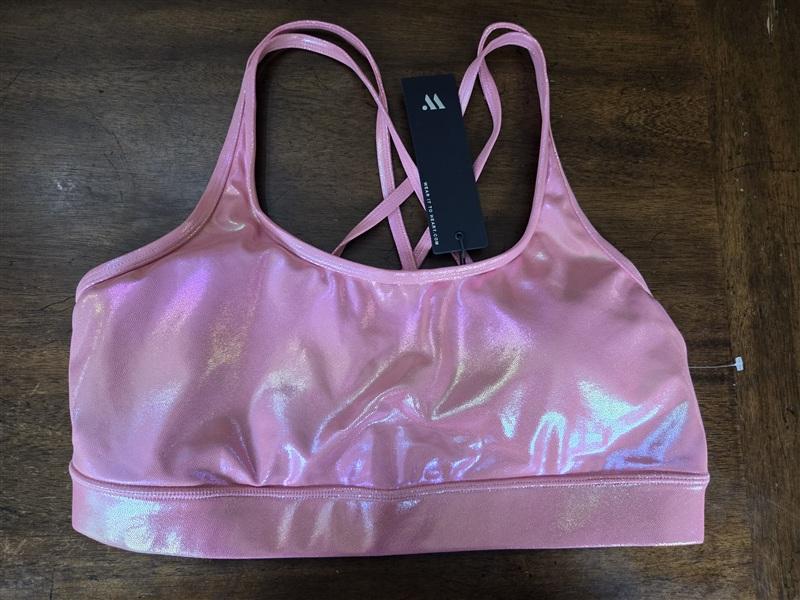 NWT Wear It To Heart L Strappy Sports Bra Sunset Mauve Pink 134697