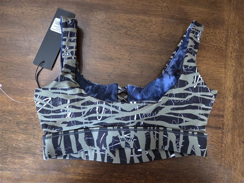NWOT Wear it To Heart XS Nina Downtown Zebra Olive Sports Bra 134707