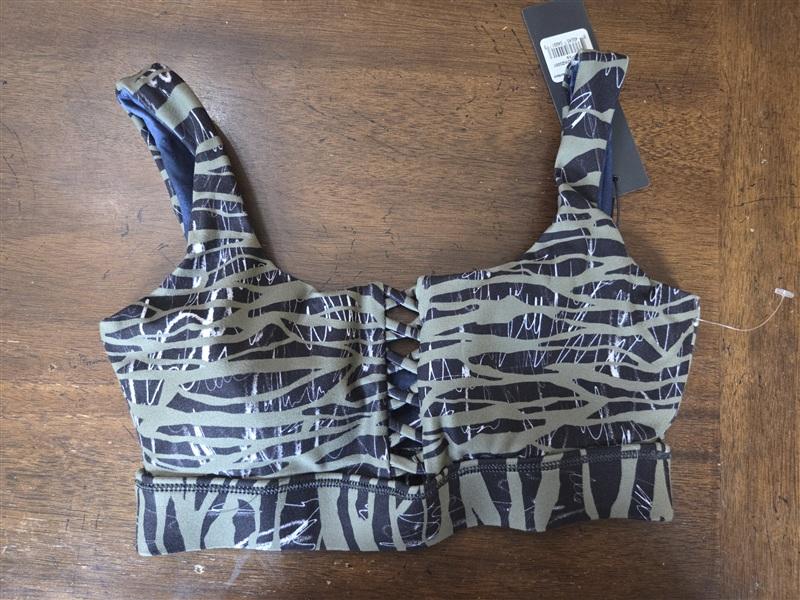 NWOT Wear it To Heart XS Nina Downtown Zebra Olive Sports Bra 134707