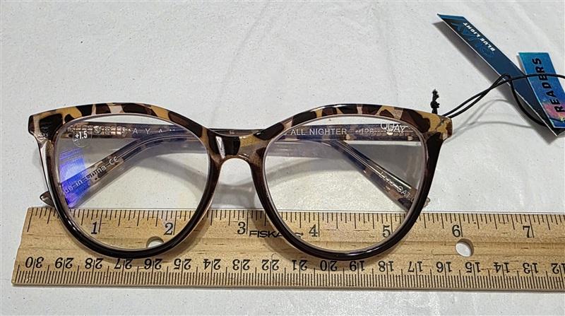 NWT Quay All Nighter 1.5 Cat Eye Tortoise Blue Light Glasses Case 134745