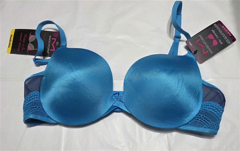 NWT Maidenform 36B Love the Lift Satin Push-Up Bra DM9900 Blue 134747