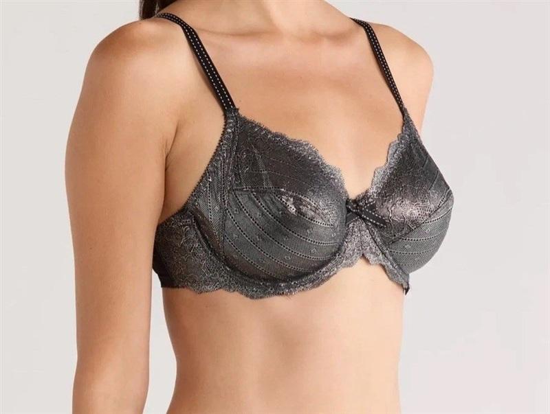 NWT Chantelle 34D Rive Gauche 3 Part Underwire Bra 3281 Silver 134763