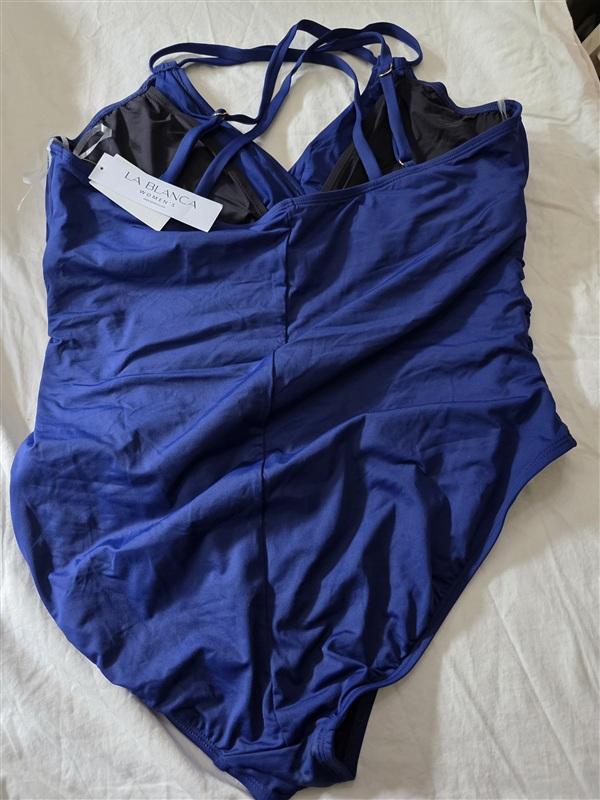 NWT La Blanca 20W Plus Island Goddess Underwire 1PC Swimsuit Blue 134767