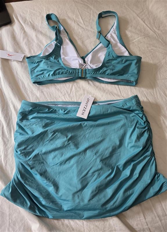 NWT Jantzen L Teal Green Bikini Swim Top & Skirted Bottom 134772