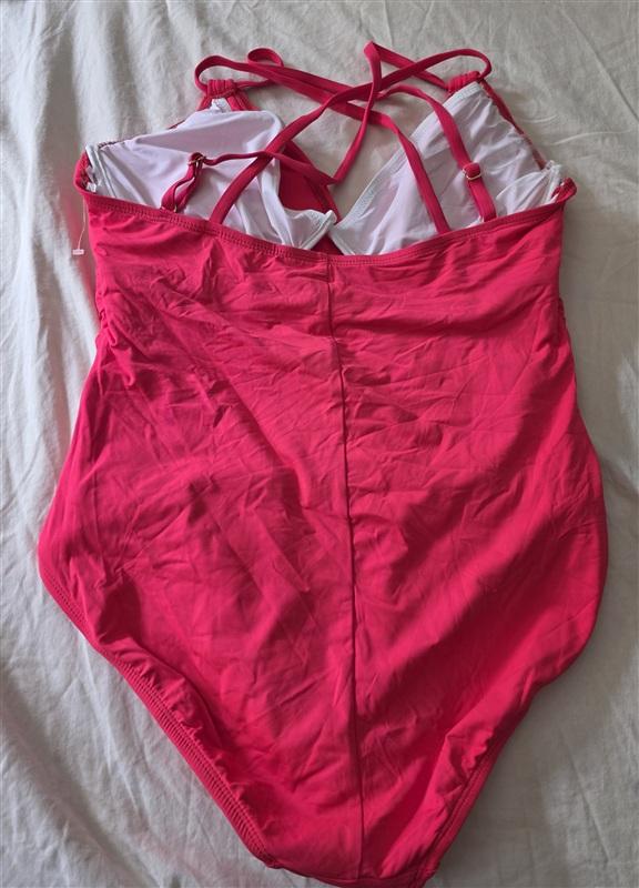 NWT La Blanca 16W Plus Island Goddess Underwire 1PC Swimsuit Pink WAT 134781