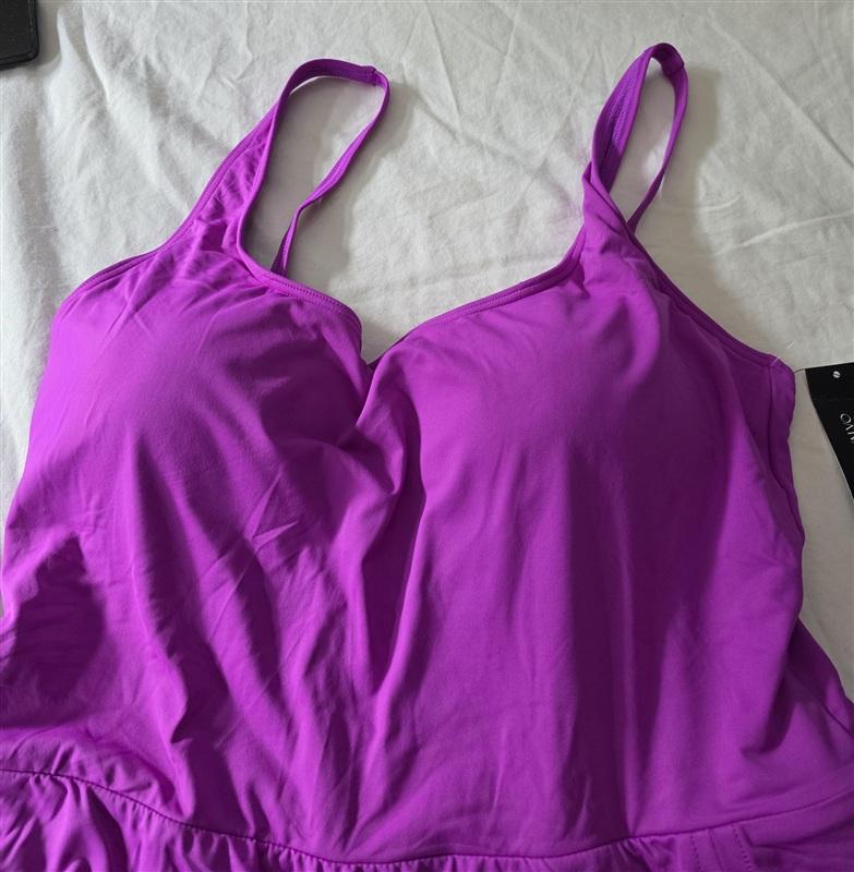 NWT Carmen Marc Valvo 16 Purple Swim Dress 1PC Swimsuit 134785