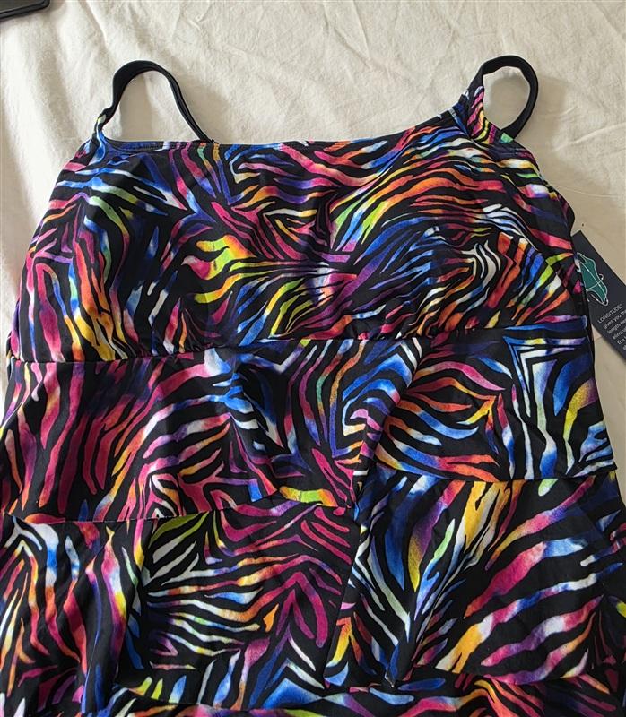 NWT Great Lengths 12 Longitude Rainbow Zebra Tank Swimsuit Skirtini 134786