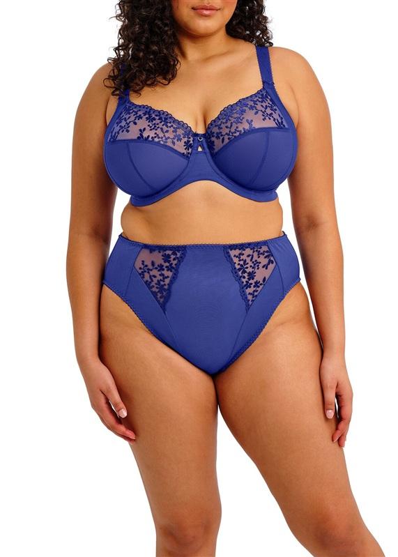 NWT Elomi 34J USA Zarla Banded Plunge Underwire Bra 3025 Blue Lace 134799