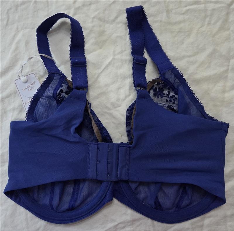 NWT Elomi 34J USA Zarla Banded Plunge Underwire Bra 3025 Blue Lace 134799
