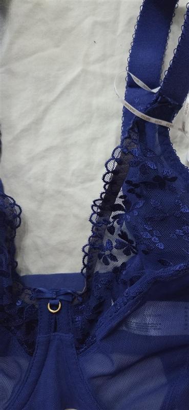 NWT Elomi 34J USA Zarla Banded Plunge Underwire Bra 3025 Blue Lace 134799