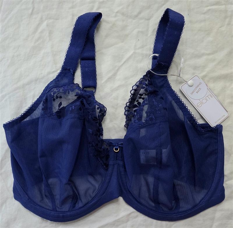 NWT Elomi 34J USA Zarla Banded Plunge Underwire Bra 3025 Blue Lace 134799