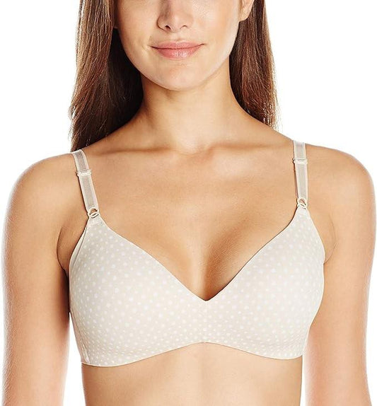 NWT Warner's 36D No Side Effects Wire-Free Bra 1056 Polka Dot Beige 134817